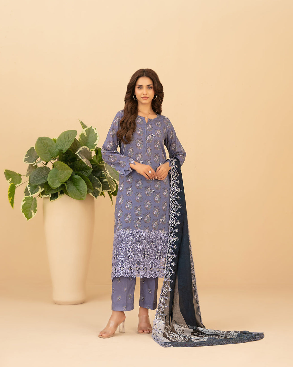 Emmera 3pcs Un-Stitched Emb Printed Lawn [D-3702]
