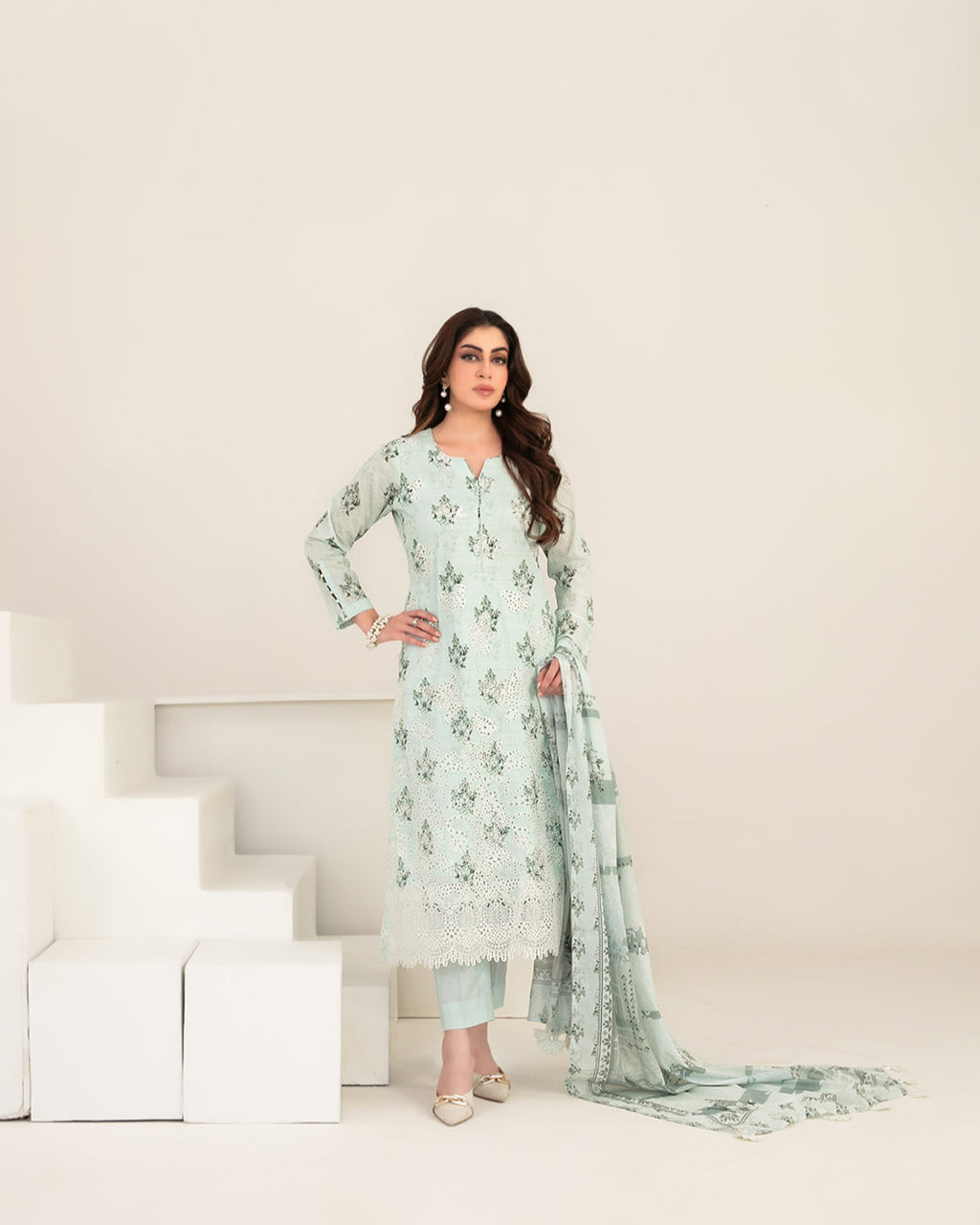 Meem 3pcs Un-Stitched Emb Printed Lawn [D-3862]