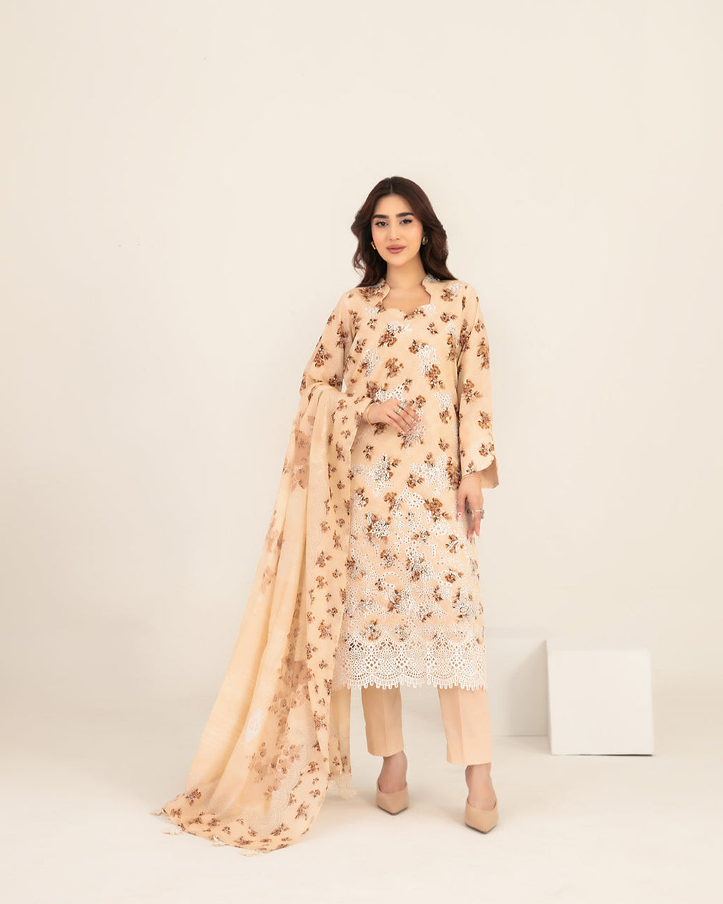 Meem 3pcs Un-Stitched Emb Printed Lawn [D-3858]
