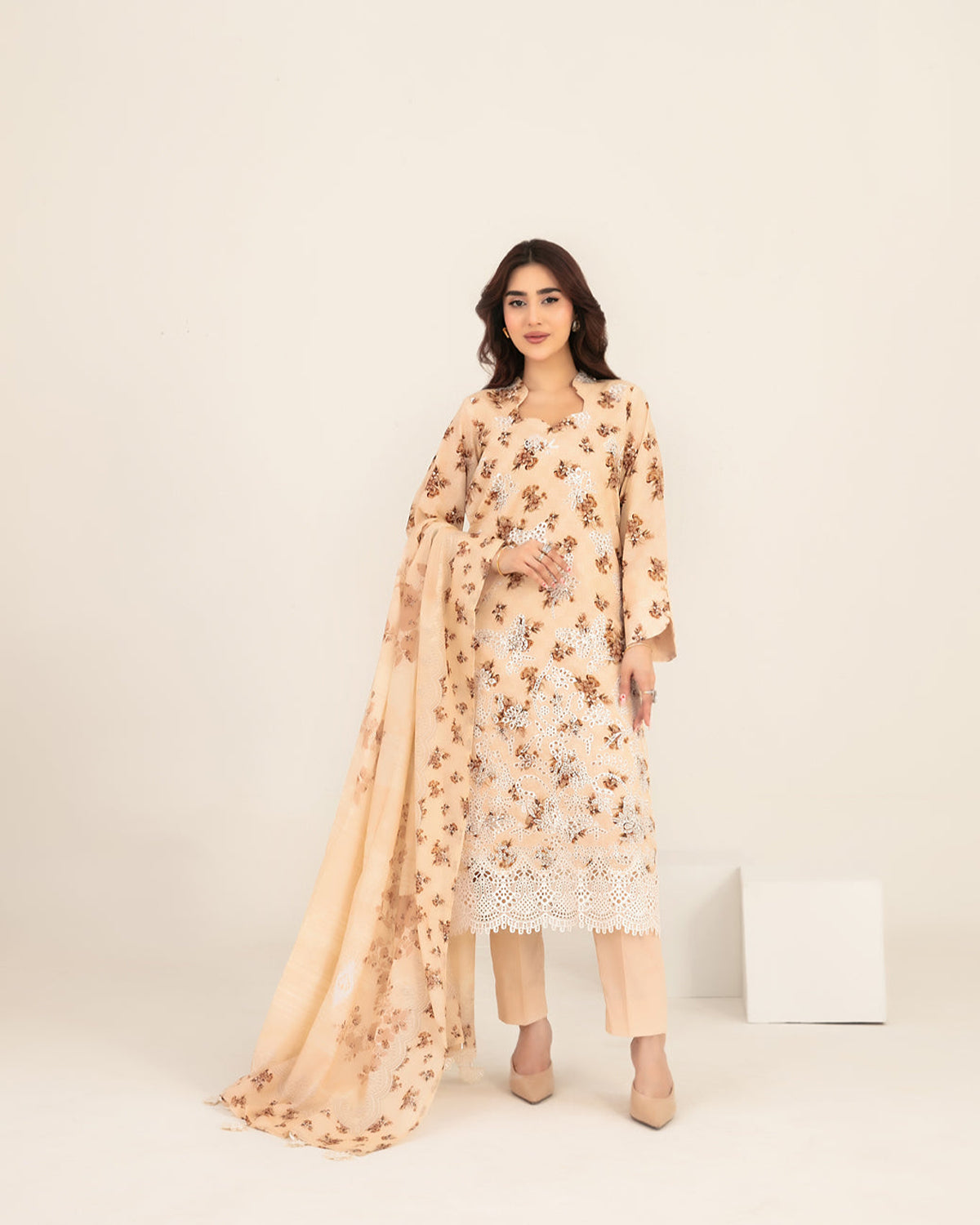 Meem 3pcs Un-Stitched Emb Printed Lawn [D-3858]