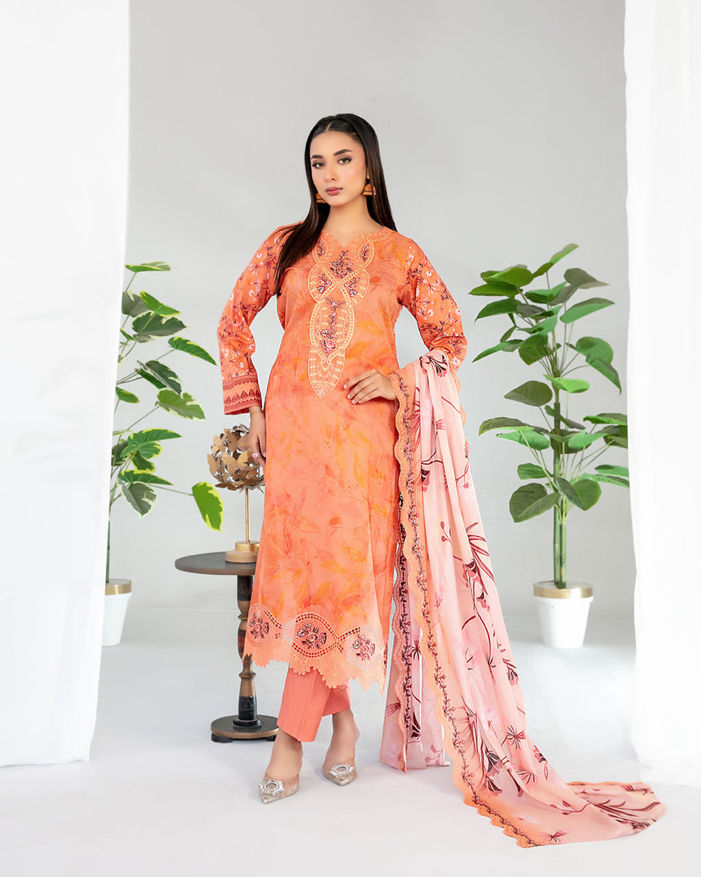 Teyana 3pcs Un-Stitched Emb Printed Lawn [D-3080]