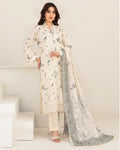Meem by Tawakkal Fabrics Embroidered Lawn Unstitched 3 Piece Suit - D-3857 - TF26MEM - Off White - Summer Collection