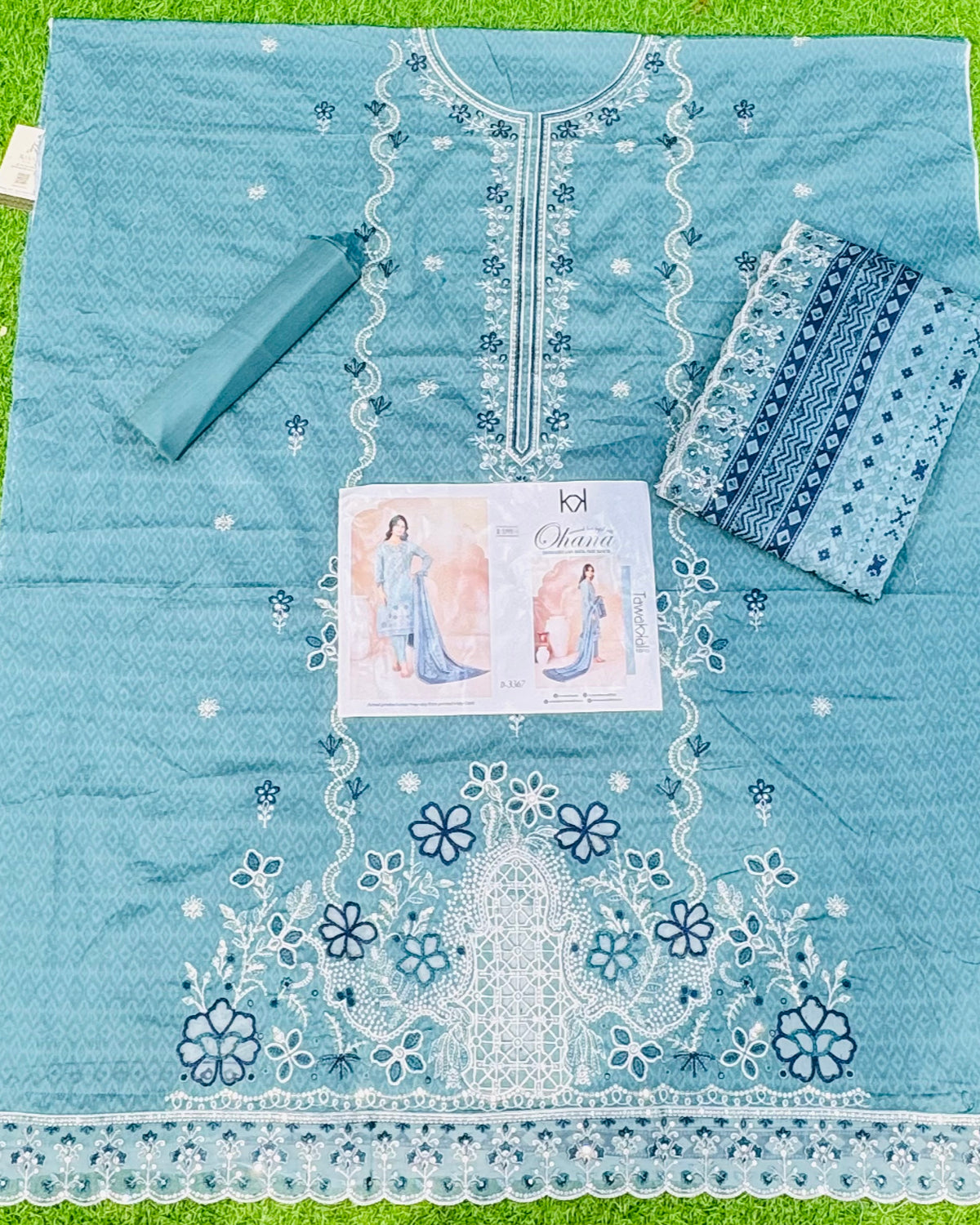 Ohana 3pcs Un-Stitched Emb Printed Lawn [D-3367]