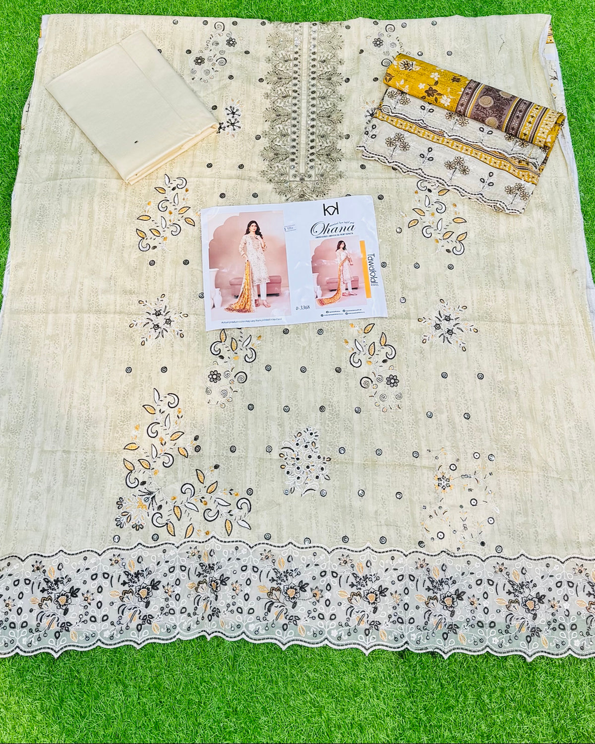 Ohana 3pcs Un-Stitched Emb Printed Lawn [D-3367]