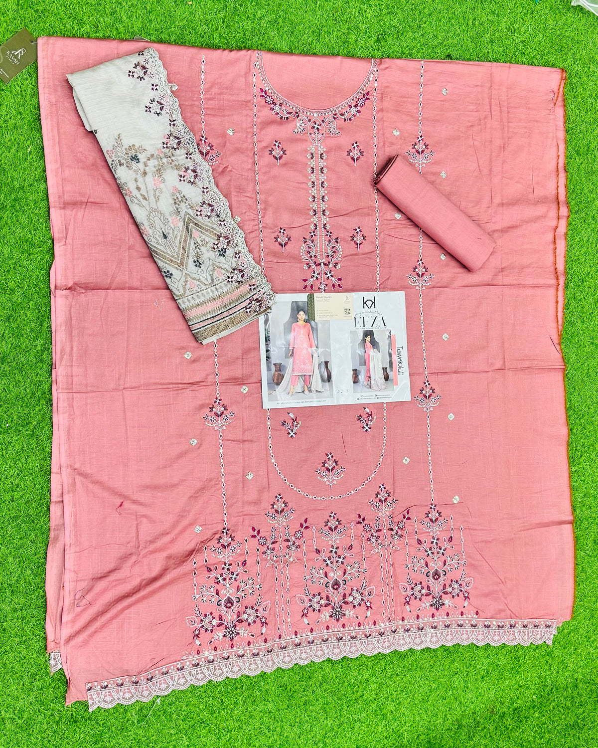 Efza 3pcs Un-Stitched Emb Lawn [D-2975]