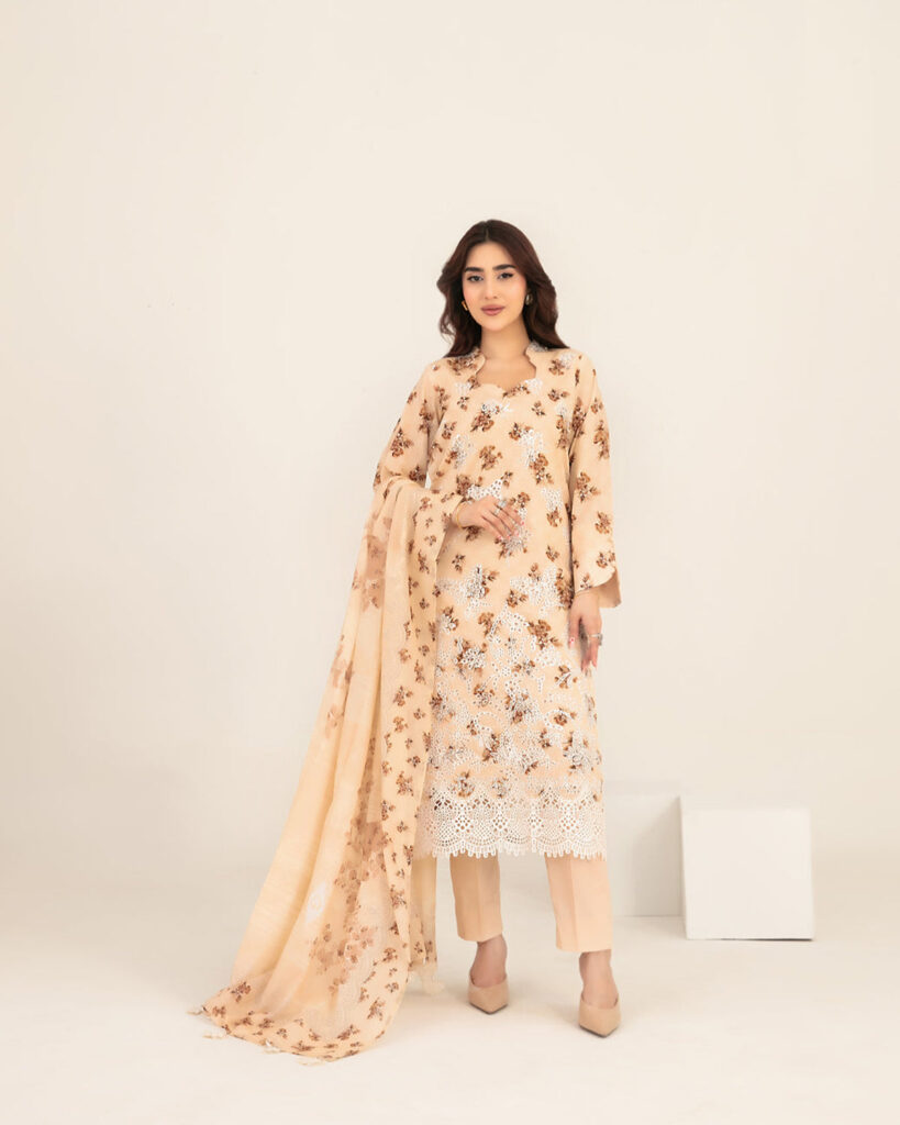 Meem 3pcs Un-Stitched Emb Printed Lawn [D-3858]
