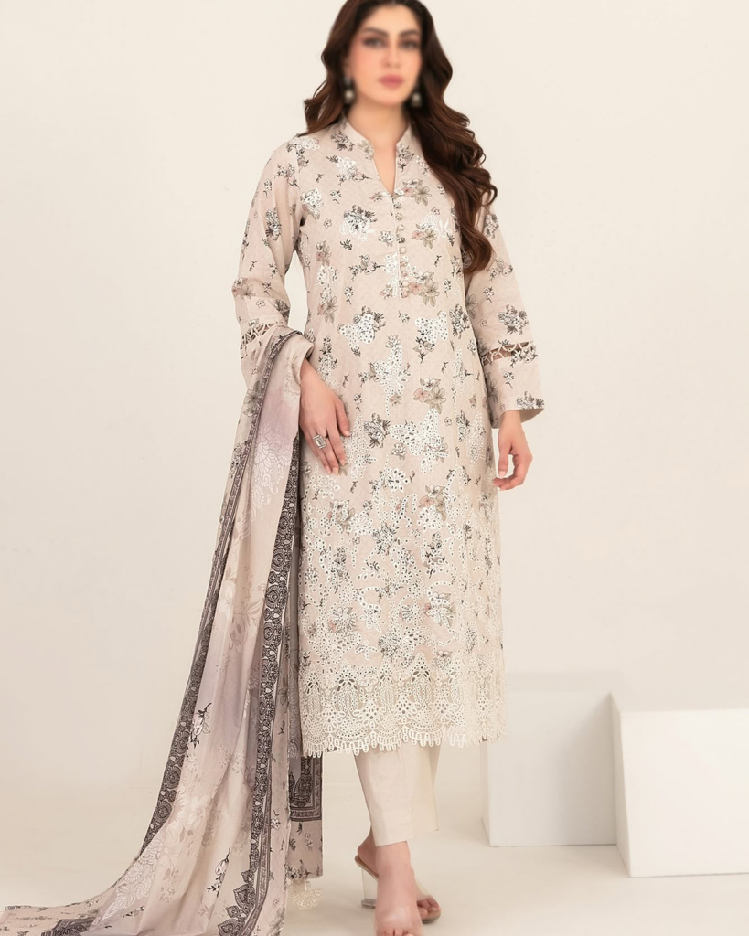 Meem by Tawakkal Fabrics Embroidered Lawn Unstitched 3 Piece Suit - D-3860 - TF26MEM - Off White - Summer Collection